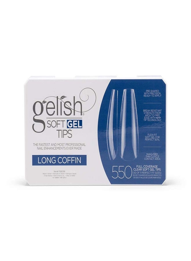 Gelish Soft Gel™ Tips - 550 Count Professional Quality Press on Nails Extension for Strong, Long-Lasting Manicures – Easy Application, Natural Look, Pre-shaped False Nail (Long Coffin) - Image 1